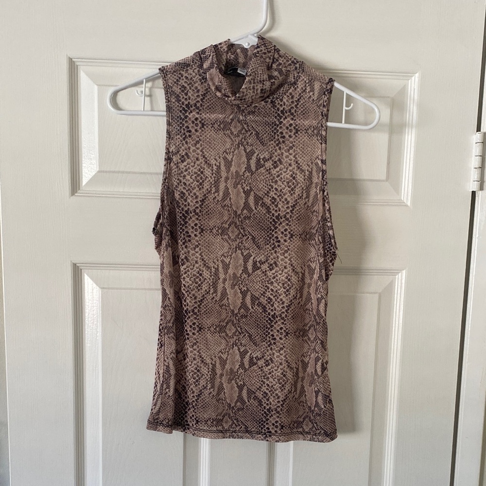 AFRM Brown Snake Print Sleeveless Blouse